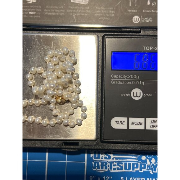 Vintage 14kt 585 Gold Pearl Necklace Choker Collar Knotted 16" Estate 6.86g - Picture 5 of 5